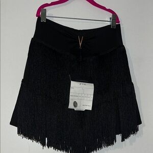 Black Fringe Skater Skirt